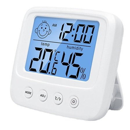 Inomhus Termometrar Hygrometer Digital Rumstermometer och Luftfuktighetsmätare med Klocka Luftfuktighet Temperatur