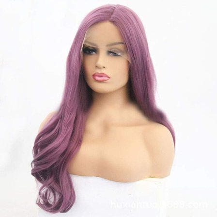 Hårförlängningar Front Spets Peruk Ms. Partial Long Liu Hai Big Wave Long Curly (Färg: Lila, Storlek: 14 tum)