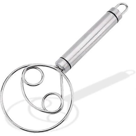 Dansk degblandare i rostfritt stål, manuell degskrapa och mjölspiralvisp, mixer