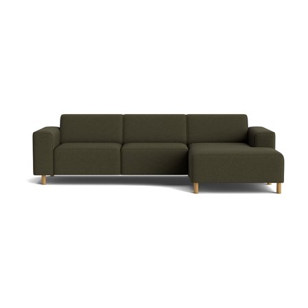 Seam Chaiselongue-Sofa, rechts in Loop Grün, modernes Ecksofa mit Nozag-Federung und PU-Schaum Polsterung, komfortables Design, 78cm Höhe