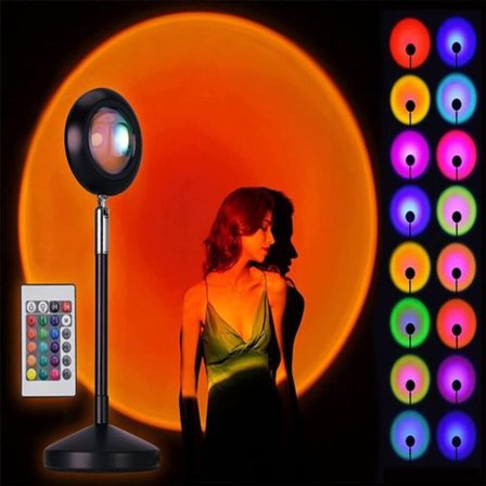 Solnedgangslampe, 16 farver lysstyrke justerbar solnedgang
