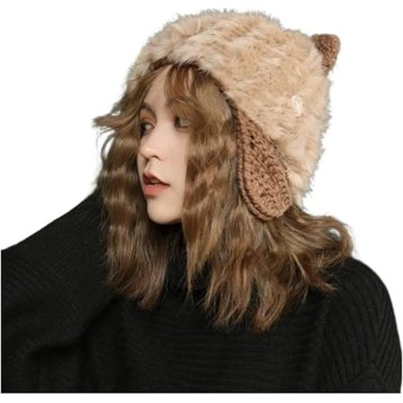 Womens Cute Ear Fluffy Trapper Trooper Hat Faux Fur Russian Bombe