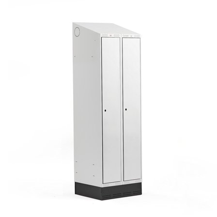 Kleiderspind CLASSIC mit Sockel, 2 Module, 2050 x 600 x 550 mm, grau