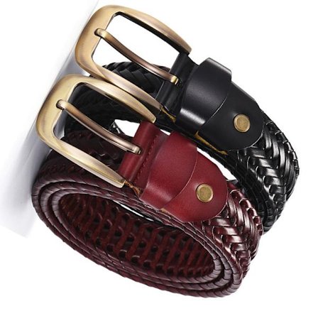 Set med vävda bälten (svart 3,5 cm-120 cm + vinröd 3,5 cm-120 cm)