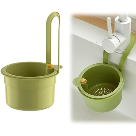 Sil for vask, multifunksjonell sil for vask, filterkurv for oppheng på kran, kjøkkenvaskavløpskurv for vaskeorganisering (grønn, 1 stk)