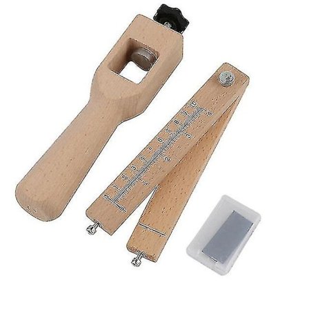 Justerbar trehåndtak lærreim kutteinstrument DIY håndverk verktøy kutter med 5 skarpe kniver lær