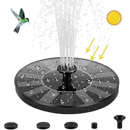 Solcellefontæne med 1,5W solpanel, solcellevandpumpe, havedam eller pool solcellevandpumpe