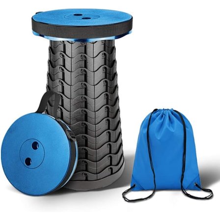 Bärbar hopfällbar pall, 2:a generationens teleskopisk plastvikbar pall Sits Lätt för inomhuskök Badrum, Utomhus Camping Fiske Vandring BBQ Max