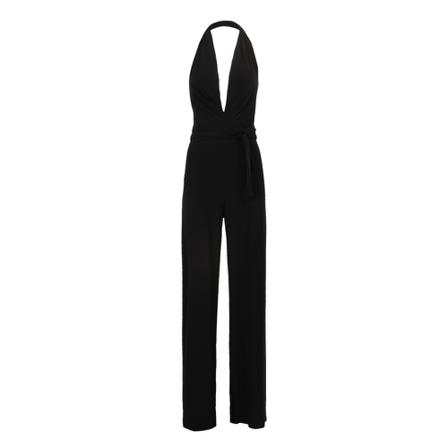 Norma Kamali, Halterneck V-neck jumpsuit Zwart, Dames, Maat:M