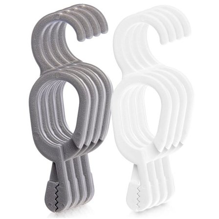 Viskestykkeklemmer med kroge, sæt med 8, grå og hvid