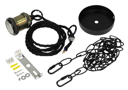 SYNERGY E27 BIG-LED Fassung 2 Kupfer mit Kette