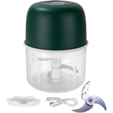 Elektrisk vitlökspress trådlös köksmaskin för lök ingefära grönsaker barnmat mörkgrön 11x8cm