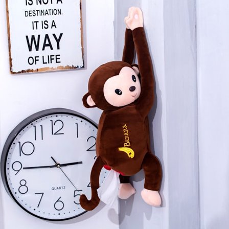 Kreativ Apekatt Vevboks Tegneserie Vevdeksel Papirholder Serviettboks Papirlagring for Bil Hjem Bad (brun)