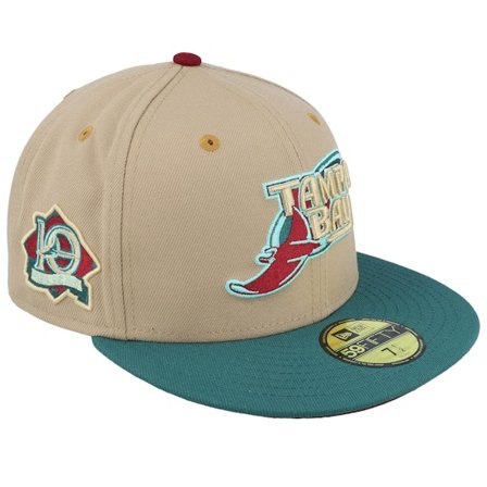New Era - MLB Beige fitted Cap - Tampa Bay Rays Tropical Touch 59FIFTY Tamrayco Camel Fitted @ Hatstore
