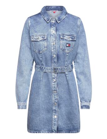 Slim Belted Ls Dress Dg7012 Dresses Jeans Dresses Blå Tommy Jeans*Betinget Tilbud
