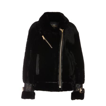 Nicole Benisti Faux Fur & Shearling Jakke Sort, Dame