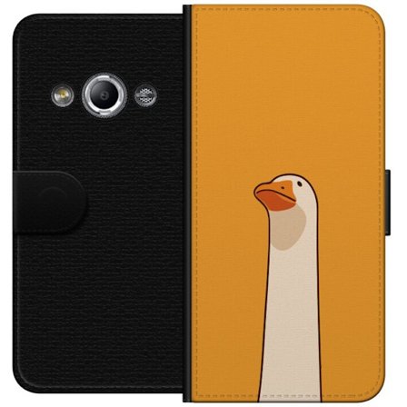 Kompatibel Tegnebogsetui til Samsung Galaxy Xcover 3 Minimalistisk gåseillustration på varm gul baggrund - slank humoristisk dyredesign med rolig fa