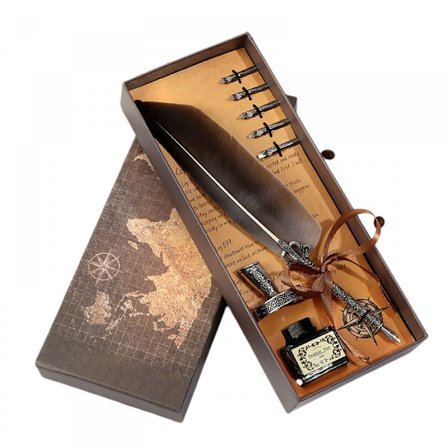 Dip Pen kalligrafi pensel skrift blækflaske sæt med 5 udskiftelige spidser og penselspids base til brevpapir gave