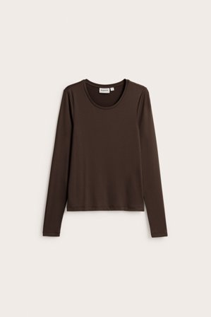 Kappahl | Enkel topp med lange ermer Mørkebrun XL | Mørkebrun