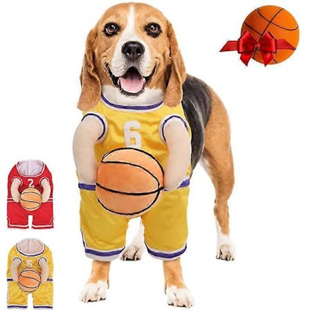 Hund Basketball Kostyme, Basketballspiller Kostyme for Hunder, Liten, Halloween (1 Gul, Stor)