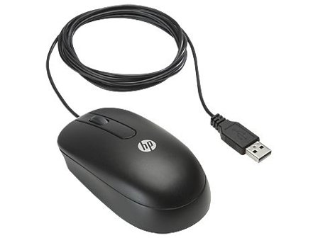 HP Mus - laser / optisk - 3 knapper - kablet - USB - jakksvart