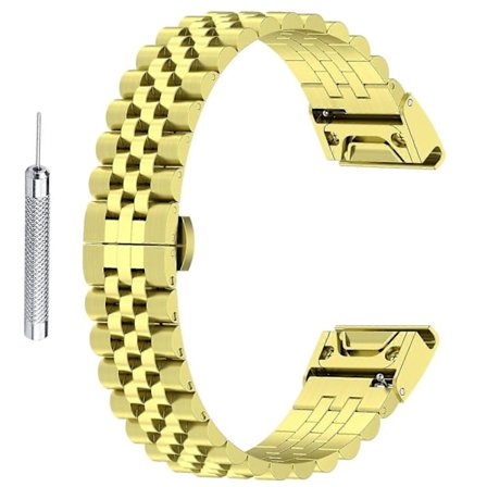 Urrem i rustfrit stål med 5 perler til Garmin Fenix 7S/6S/5S, udskiftningsarmbånd med værktøj (FMY)