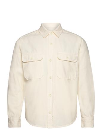 Dyed Canvas Skyler Shirt Overshirts Creme Mads Nørgaard*Betinget Tilbud