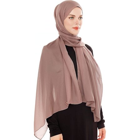 Nude Beige Chiffon-sjal, Lett Sjal for Kvinner, Kvinner
