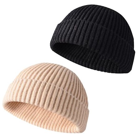 Fiskerhue til mænd og kvinder, vintervarme huer sort+beige