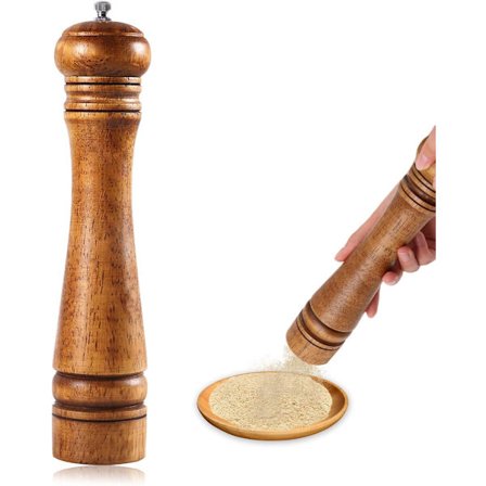 Pepparkvarn i trä - 25 cm - Ek Pepparkvarn - Pepparkvarn - Havssaltkvarn - Manuell Salt- och Pepparkvarn i trä