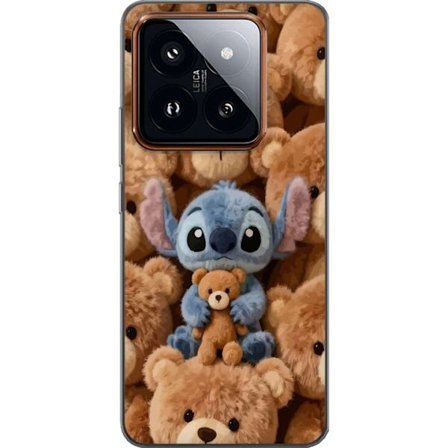 Kompatibelt Mobildeksel til Xiaomi 14 Pro Stitch omgitt av brune teddybjørner med en liten teddybjørn i fanget i en søt og koselig kawaii-design