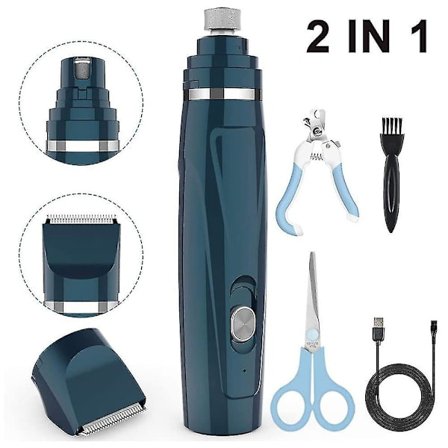 2 In 1 Pet Nail Grinder 2-speed Dog Nail Trimmer Low Noise Usb Rechargeable Paws Grooming&trimming For Large Breed Small Medium Dogs Cats With Dog Gro