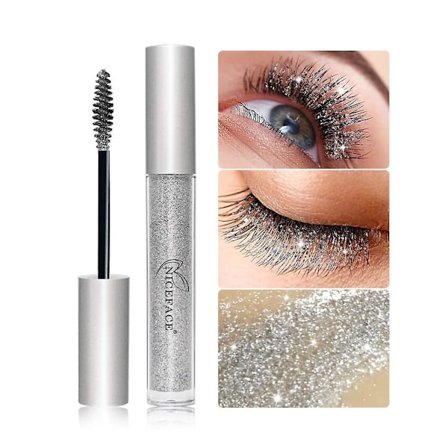 Glitter Mascara Diamond Glitter Mascara, 4D Glitter Vandtæt Øjenvippe Mascara til Kvinder, Langvarig Fortykkelse Forlængelse