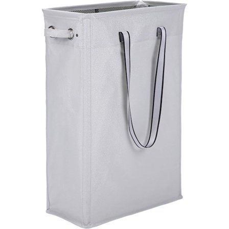 Klesvaskkurv, 60CM Praktisk Hengevaskkurv Høy og Smal Vaskkurv Vanntett Vaskpose med Pustende Nettlokk Vaskpose, Grå