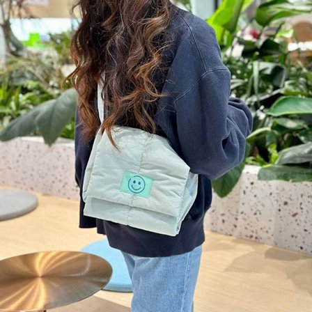 Dun bomullsveske Messenger Bag Crossbody Bag GRØNN