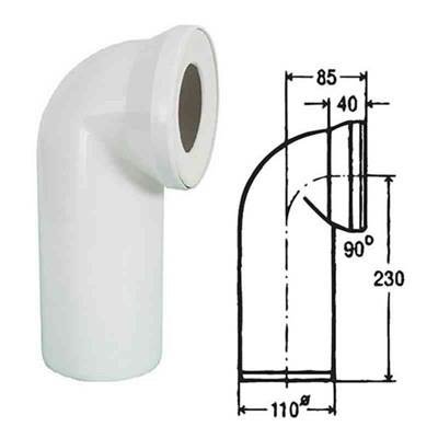 IDO 7788607 Avløpsstuss 110 mm, 90°, Innendørsavløp