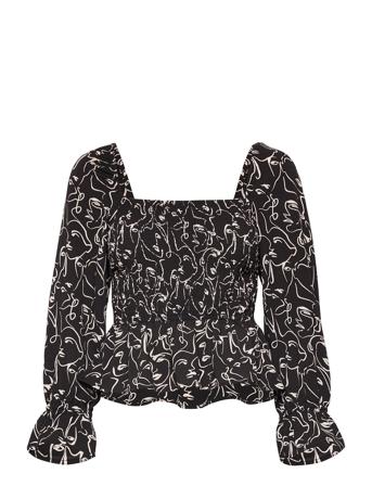 Onlnova Lux L/S Rochelle Top Aop Ptm Bluse Langermet Multi/mønstret ONLY