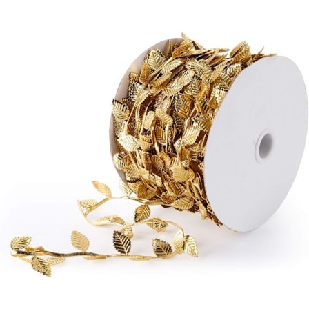 Guldløvsbånd, Kunstig Vinbladbånd Trim Tau Spole for Å Lage Kranser, Girlander, Gaveinnpakning, Bryllup, Jul