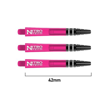 Red Dragon Darts Nitrotech Shafts 42mm Polycarbonate Dart Shafts 3 Sets (9) Pink/Black/Red Flights Accessories Replacement