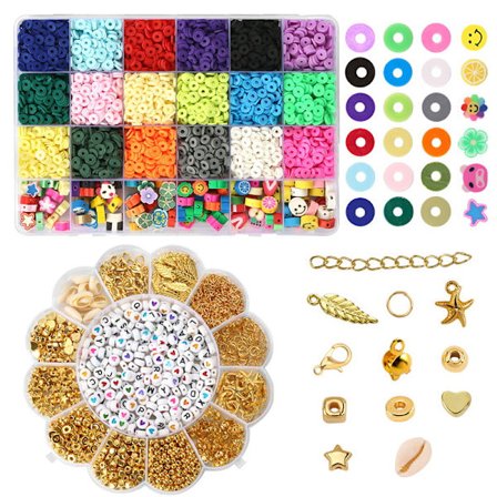 4000 stk. lerperler til smykkearmbåndssæt 6mm 24 farver flad polymer (stil 2)