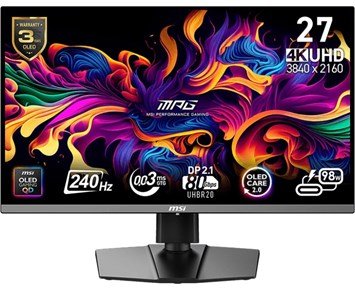 MSI-'MSI MPG 272URX QD-OLED / 26.5 / 3840 x 2160 / 240 Hz / 0.03ms / 2xHDMI,DP,USB-C / G-Sync'''-MPG 272URX QD-OLED gamingskjerm-Monitors-