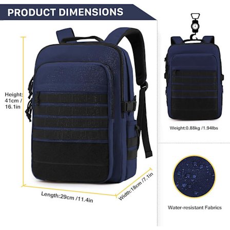 Herrar 20 L Taktisk Ryggsäck, Laptop Ryggsäck, Cykel Ryggsäck, Stöldskyddad 15.6 Tums Laptop Ryggsäck