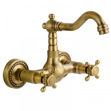 Antik väggmonterad kökskran i brons, badkarsblandare 360° roterbar