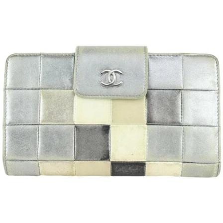 Chanel Vintage, Pre-owned Leather wallets Grijs, Dames, Maat:ONE Size,leer