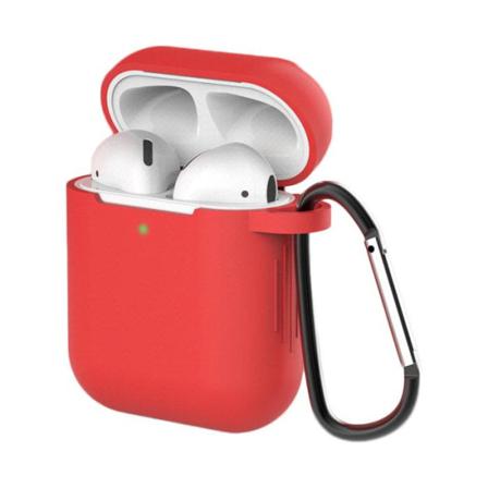 Airpods 1/2 Skal Silikon Med Karbinhake - Röd Röd