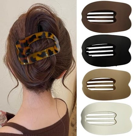 4 stk. flade hårklemmer til kvinder, buet design hårklemmer til at ligge ned, bilkørsel - stærke hårklemmer til tyndt, tykt hår, hårtilbehør