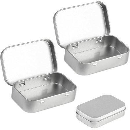 2 st små förvaringslådor med lock Rektangulära små plåtburkar Metallburk med lock Liten plåtburk för hemförvaring Godis Örhänge Myntorganisatör