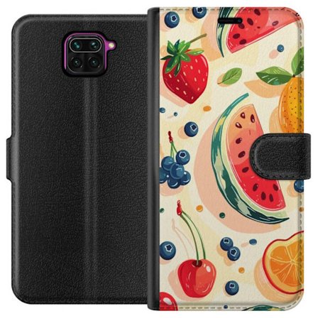 Kompatibelt Lommeboketui til Xiaomi Redmi Note 9 Lekende fruktillustrasjon med vannmelon, sitrus, jordbær, kirsebær og bær