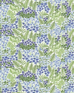 Metervare Blå blomst Lys blå - Arvidssons Textil