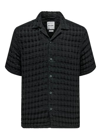 ONLY & SONS | Onsbraddock Reg Ss Resort Waffle Shirt | M